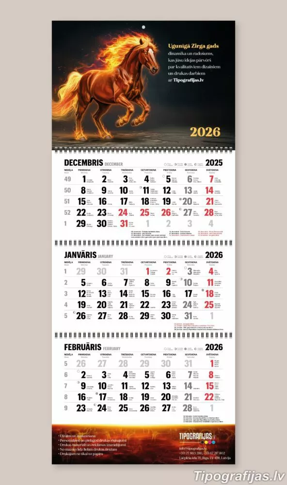 Production and printing of wall calendars with design